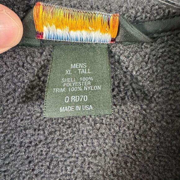 LL Bean Fleece Jacket Mens XL Tall Gray Waffle Knit Full Zip Made In USA - Picture 6 of 13